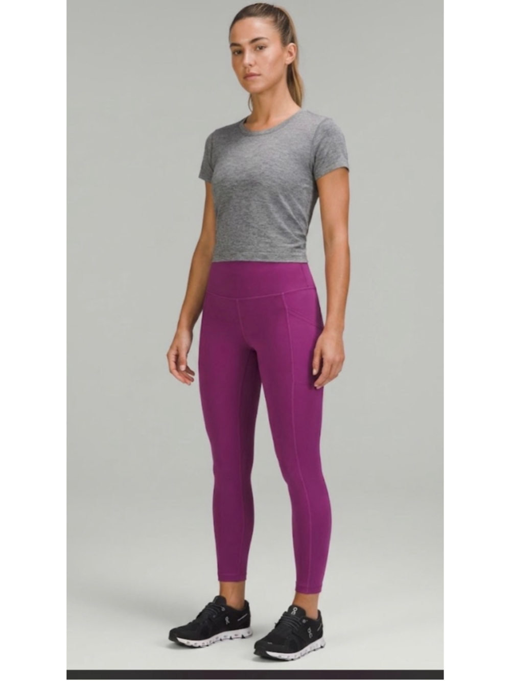 Women's Athleta Salutation Stash High Rise 7/8 Leggings Plum, Small Petite